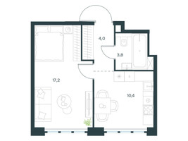Планировка однокомнатной(квартира) площадью 35.4 квадратных метров в “ЖК Левел Южнопортовая”