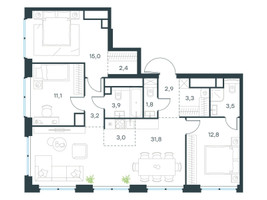 Планировка 4+ комнатной(квартира) площадью 94.8 квадратных метров в “ЖК Левел Звенигородская”