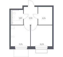 Планировка однокомнатной(квартира) площадью 36.38 квадратных метров в “ЖК Новое Внуково”
