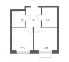 Планировка однокомнатной(квартира) площадью 36.38 квадратных метров в ЖК “ЖК Новое Внуково”