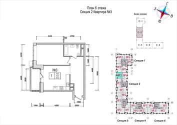 Планировка однокомнатной(квартира) площадью 55.5 квадратных метров в ЖК “ЖК Art (АРТ)”