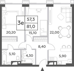 Планировка трехкомнатной(квартира) площадью 81 квадратных метров в ЖК “ЖК Will Towers (Вилл Тауэрс)”