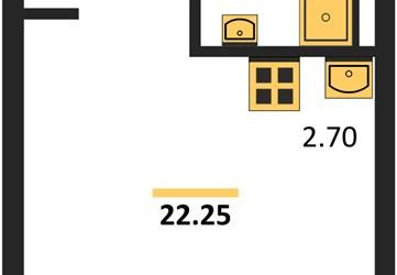 Планировка студии(квартира) площадью 22.25 квадратных метров в ЖК “ЖК Квартал Ивакино”