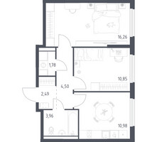 Планировка двухкомнатной(квартира) площадью 50.82 квадратных метров в “ЖК Пригород Лесное”
