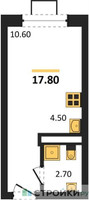 Планировка студии(квартира) площадью 17.8 квадратных метров в “ЖК Видный берег 2”