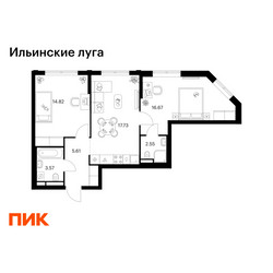 Планировка двухкомнатной(квартира) площадью 60.95 квадратных метров в ЖК “ЖК Ильинские луга”