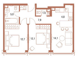 Планировка двухкомнатной(квартира) площадью 58 квадратных метров в “ЖК Симфония 34”