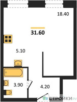 Планировка студии(квартира) площадью 31.6 квадратных метров в “ЖК Skolkovo ONE (Сколково Уан)”