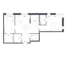 Планировка двухкомнатной(квартира) площадью 86.44 квадратных метров в “ЖК Заречье Парк”