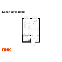 Планировка студии(квартира) площадью 29.8 квадратных метров в “ЖК Белая Дача парк”