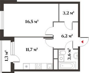 Планировка однокомнатной(квартира) площадью 41.1 квадратных метров в ЖК “Миниполис 8 кленов”