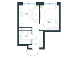 Планировка однокомнатной(квартира) площадью 29.2 квадратных метров в “ЖК Левел Мичуринский”