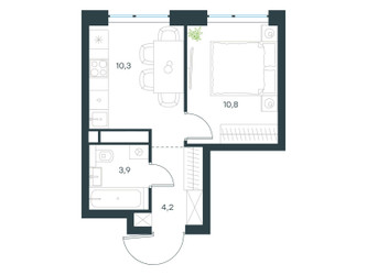 Планировка однокомнатной(квартира) площадью 29.2 квадратных метров в ЖК “ЖК Левел Мичуринский”