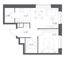 Планировка однокомнатной(квартира) площадью 36.85 квадратных метров в “ЖК Верейская 41”