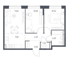 Планировка двухкомнатной(квартира) площадью 51.97 квадратных метров в “ЖК Богдановский Лес”