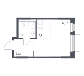 Планировка студии(квартира) площадью 22.28 квадратных метров в ЖК “ЖК Молжаниново”