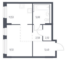 Планировка студии(квартира) площадью 36.27 квадратных метров в “ЖК Новое Внуково”