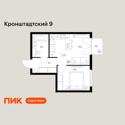 Планировка однокомнатной(квартира) площадью 35.5 квадратных метров в ЖК “ЖК Кронштадтский 9”
