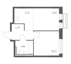 Планировка однокомнатной(квартира) площадью 33.2 квадратных метров в ЖК “ЖК Рублевский Квартал”