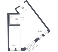 Планировка студии(квартира) площадью 32.2 квадратных метров в “ЖК Рублевский Квартал”
