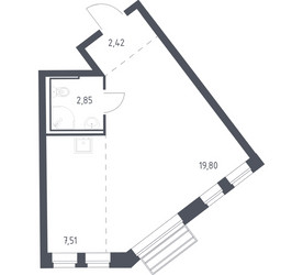 Планировка студии(квартира) площадью 32.2 квадратных метров в ЖК “ЖК Рублевский Квартал”