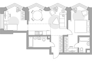 Планировка двухкомнатной(квартира) площадью 68.87 квадратных метров в “ЖК MYPRIORITY Mnevniki (Май Приорити Мневники)”
