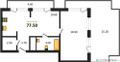 Планировка однокомнатной(квартира) площадью 77.5 квадратных метров в “ЖК Квартал Издание”
