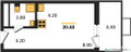 Планировка студии(квартира) площадью 20.4 квадратных метров в “ЖК Скандинавия”