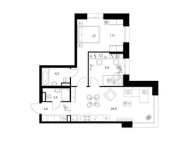 Планировка двухкомнатной(квартира) площадью 63.2 квадратных метров в “ЖК Строгино 360”