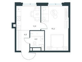 Планировка однокомнатной(квартира) площадью 37.8 квадратных метров в “ЖК Level Мичуринский”
