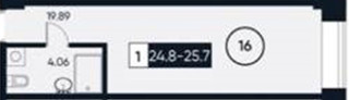 Планировка студии(апартаменты) площадью 24.8 квадратных метров в “ЖК 3215”