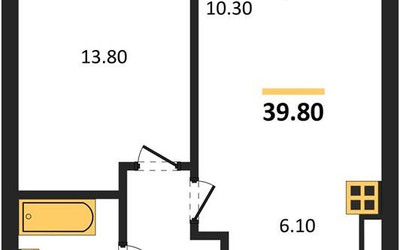 Планировка однокомнатной(квартира) площадью 39.8 квадратных метров в ЖК “ЖК Дзен-кварталы”