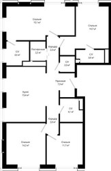 Планировка 4+ комнатной(квартира) площадью 108.4 квадратных метров в ЖК “ЖК Сити Бэй”