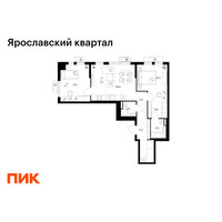 Планировка двухкомнатной(квартира) площадью 66.1 квадратных метров в “Ярославский квартал”