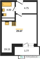 Планировка студии(квартира) площадью 29.67 квадратных метров в “ЖК Радость (Радумля Парк)”
