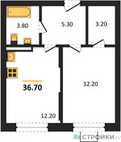 Планировка однокомнатной(квартира) площадью 36.7 квадратных метров в “ЖК Видный берег 2”