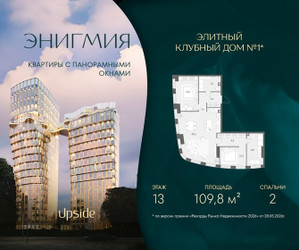 Планировка двухкомнатной(квартира) площадью 109.8 квадратных метров в ЖК “Клубный дом Энигмия”