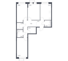 Планировка трехкомнатной(квартира) площадью 78.55 квадратных метров в “ЖК Молжаниново”