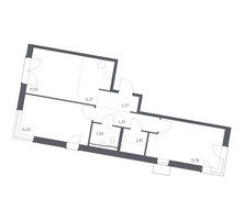Планировка двухкомнатной(квартира) площадью 59.46 квадратных метров в “ЖК Квартал Западный”