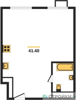 Планировка однокомнатной(квартира) площадью 41.4 квадратных метров в “ЖК Сиреневый парк”