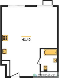 Планировка однокомнатной(квартира) площадью 41.4 квадратных метров в ЖК “ЖК Сиреневый парк”