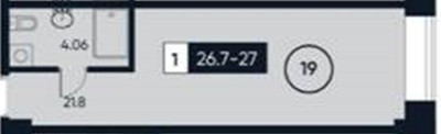 Планировка студии(апартаменты) площадью 26.8 квадратных метров в ЖК “ЖК 3215”