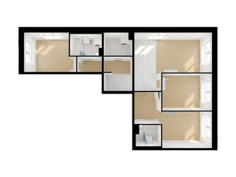 Планировка трехкомнатной(квартира) площадью 81.2 квадратных метров в ЖК “ЖК Никольские луга”