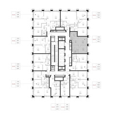 Планировка однокомнатной(квартира) площадью 39.1 квадратных метров в ЖК “ЖК SET (Сет)”