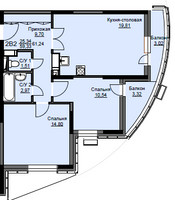 Планировка двухкомнатной(квартира) площадью 62.1 квадратных метров в “ЖК Соболевка”