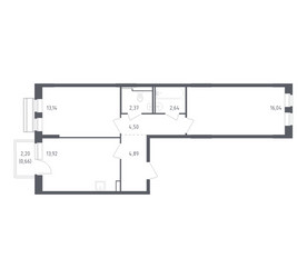 Планировка двухкомнатной(квартира) площадью 58.16 квадратных метров в ЖК “ЖК Рублевский Квартал”