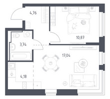 Планировка однокомнатной(квартира) площадью 40.59 квадратных метров в “ЖК Новое Видное”