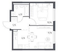 Планировка однокомнатной(квартира) площадью 38.11 квадратных метров в “ЖК Горки Парк”