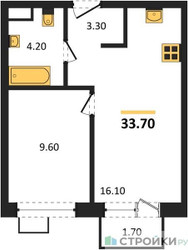 Планировка однокомнатной(квартира) площадью 33.7 квадратных метров в ЖК “ЖК Foreville (Форевилль)”
