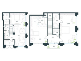 Планировка трехкомнатной(квартира) площадью 132 квадратных метров в “ЖК Level Бауманская”
